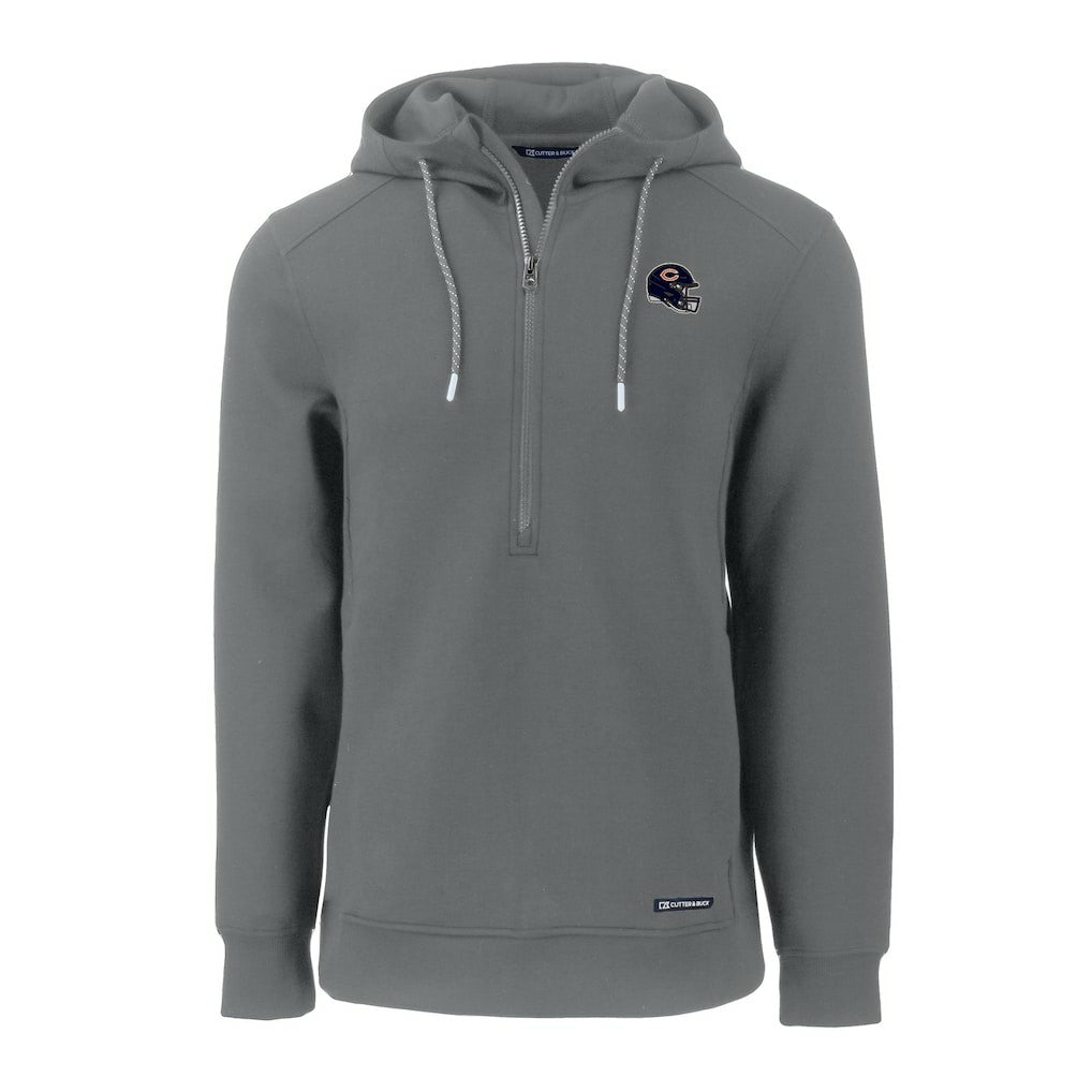 Chicago Bears Cutter & Buck Helmet Roam Eco Half-Zip Recycled Pullover Hoodie - Gray - NFL