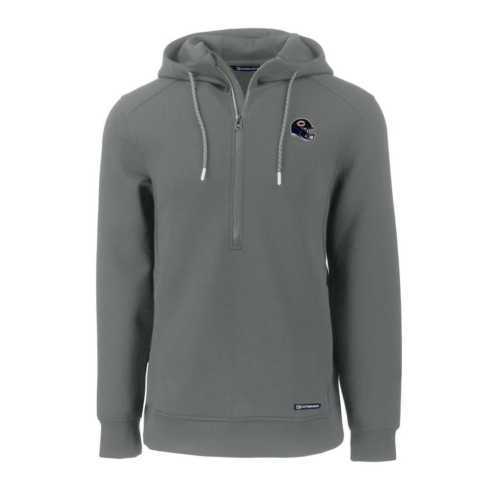 Chicago Bears Cutter & Buck Helmet Roam Eco Half-Zip Recycled Pullover Hoodie - Gray - NFL