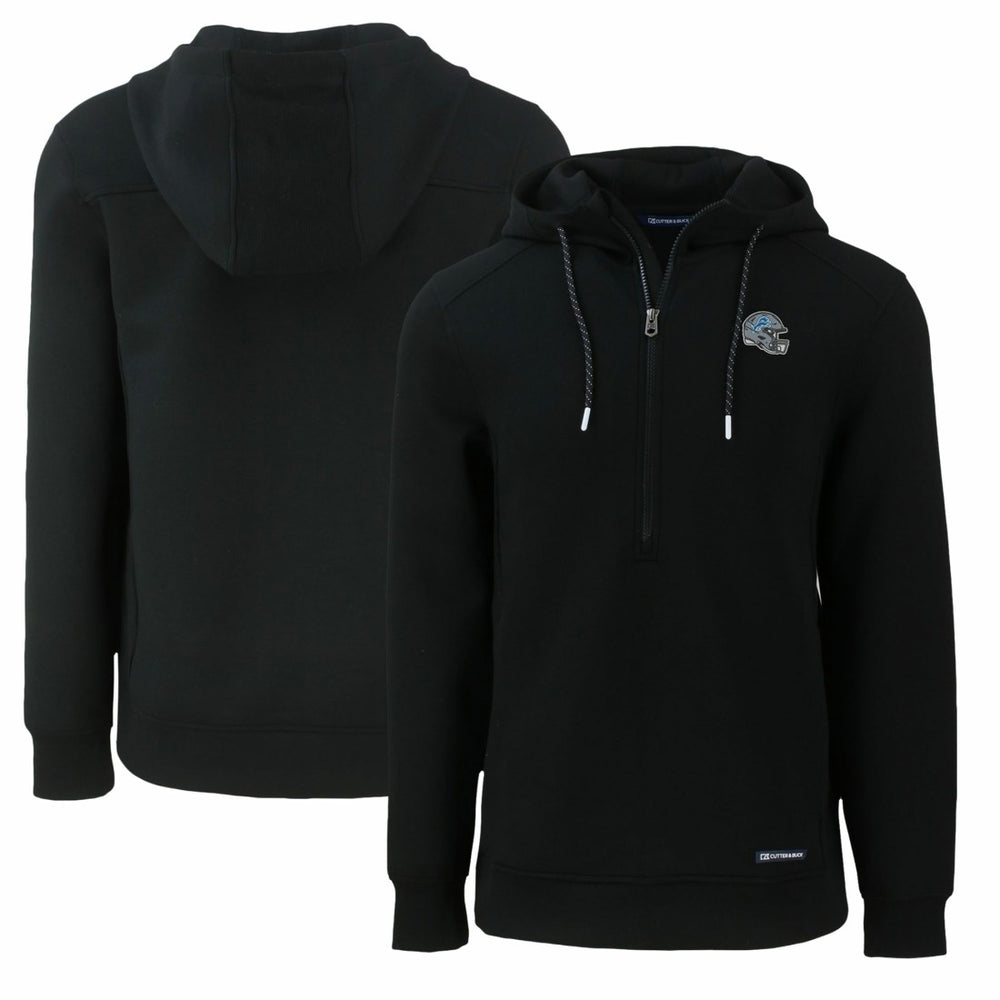 Detroit Lions Cutter & Buck Helmet Roam Eco Half-Zip Recycled Pullover Hoodie - Black - NFL