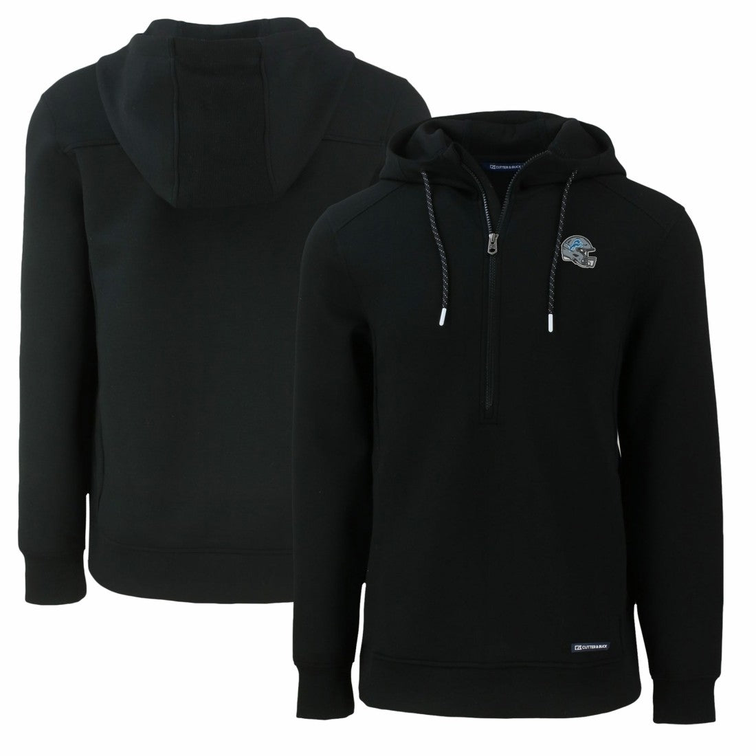 Detroit Lions Cutter & Buck Helmet Roam Eco Half-Zip Recycled Pullover Hoodie - Black - NFL