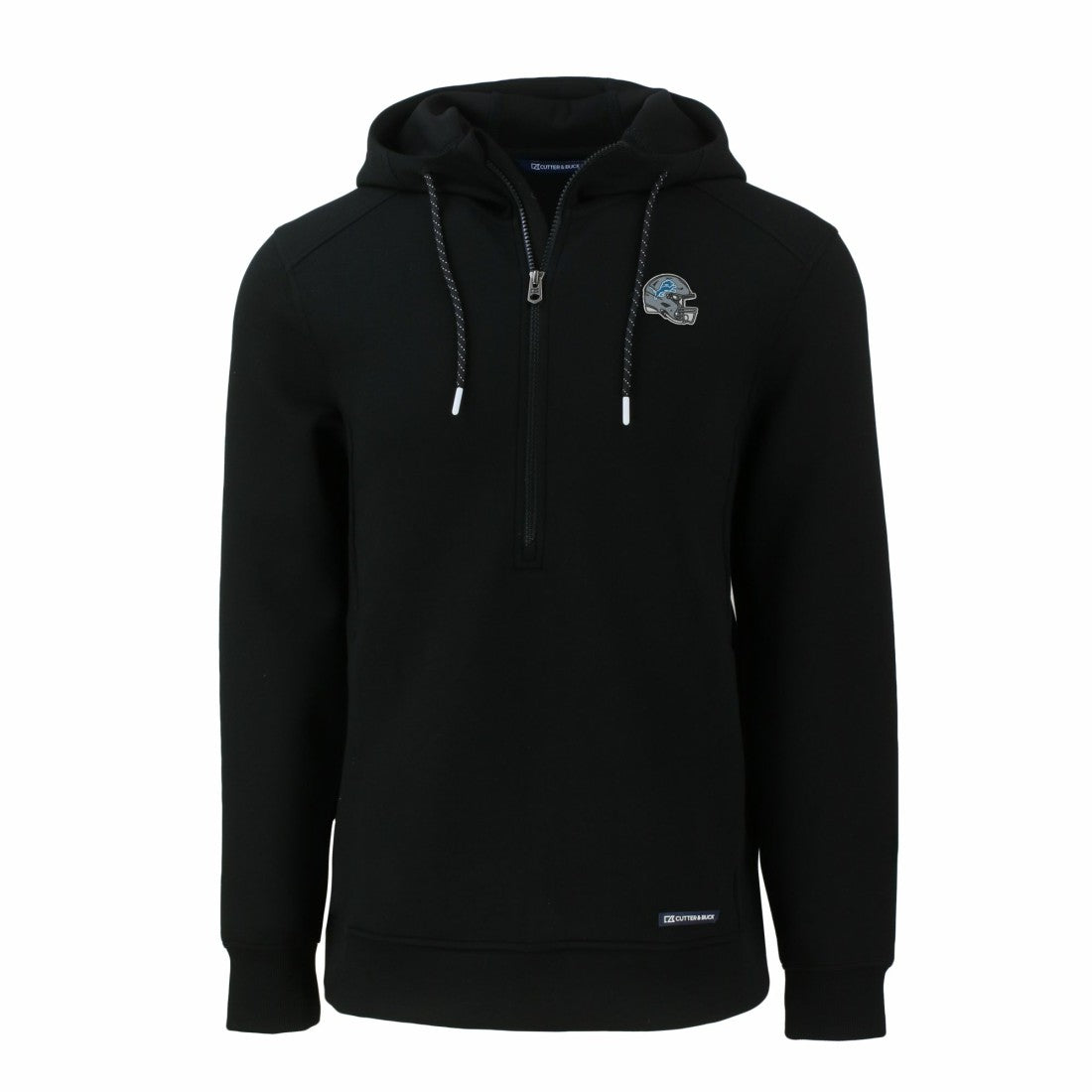 Detroit Lions Cutter & Buck Helmet Roam Eco Half-Zip Recycled Pullover Hoodie - Black - NFL