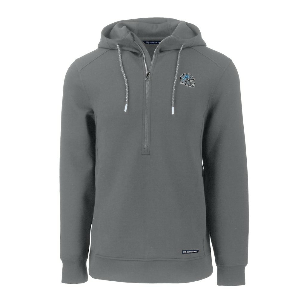 Detroit Lions Cutter & Buck Helmet Roam Eco Half-Zip Recycled Pullover Hoodie - Gray - NFL