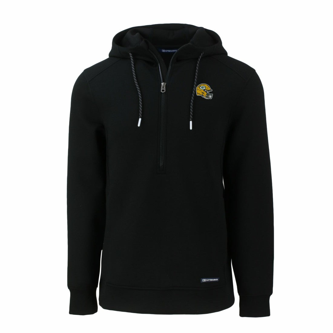 Green Bay Packers Cutter & Buck Helmet Roam Eco Half-Zip Recycled Pullover Hoodie - Black - NFL