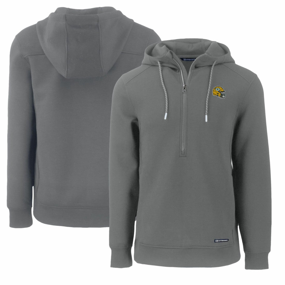 Green Bay Packers Cutter & Buck Helmet Roam Eco Half-Zip Recycled Pullover Hoodie - Gray - NFL