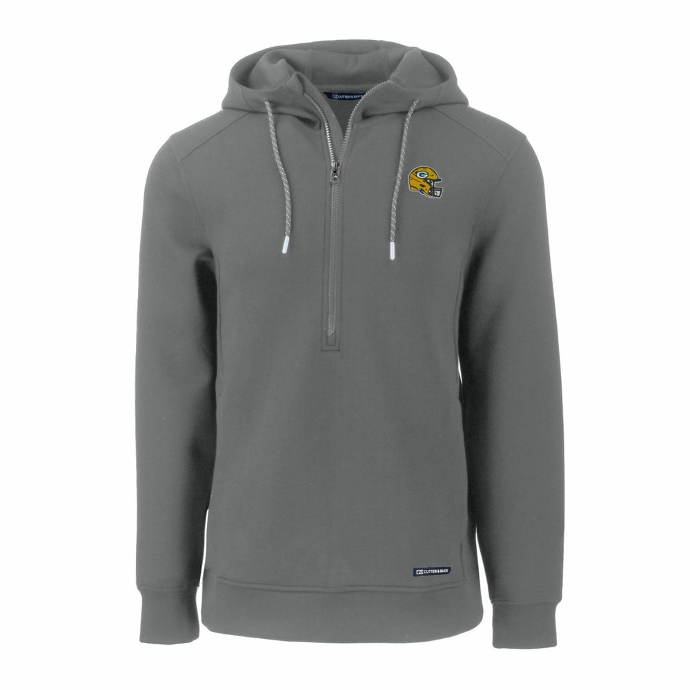 Green Bay Packers Cutter & Buck Helmet Roam Eco Half-Zip Recycled Pullover Hoodie - Gray - NFL
