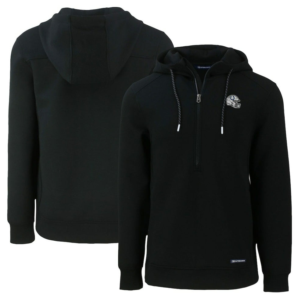 Indianapolis Colts Cutter & Buck Helmet Roam Eco Half-Zip Recycled Pullover Hoodie - Black - NFL