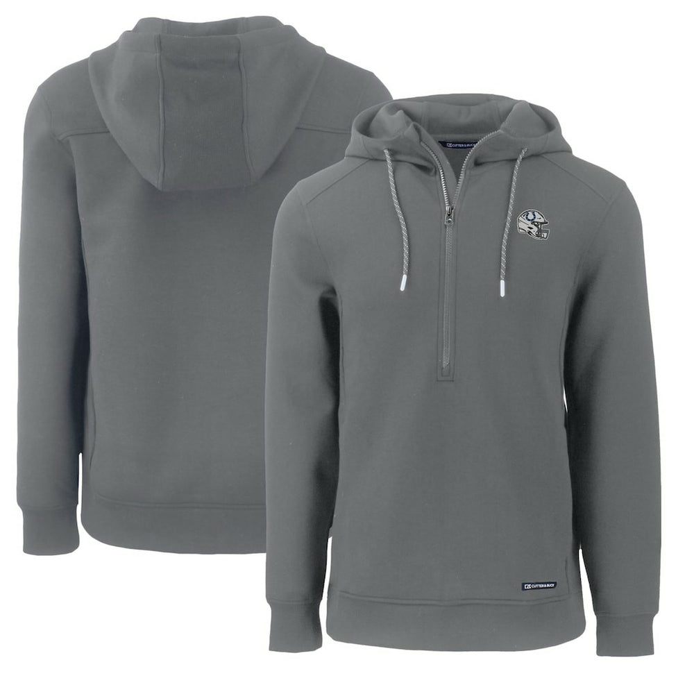Indianapolis Colts Cutter & Buck Helmet Roam Eco Half-Zip Recycled Pullover Hoodie - Gray - NFL