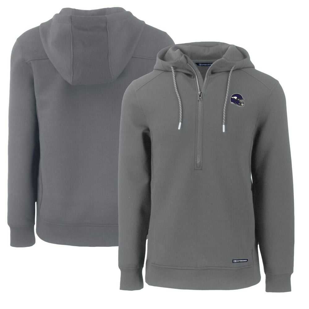 Minnesota Vikings Cutter & Buck Helmet Roam Eco Half-Zip Recycled Pullover Hoodie - Gray - NFL