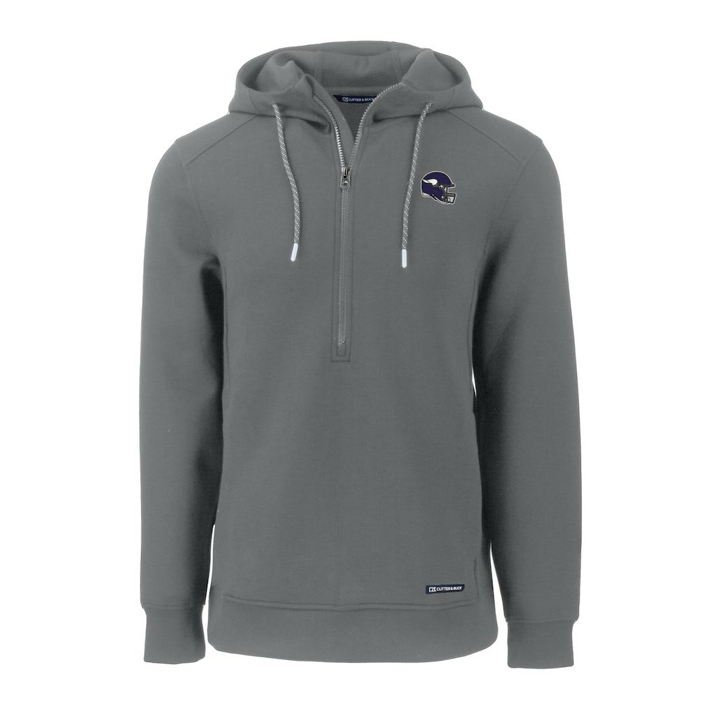 Minnesota Vikings Cutter & Buck Helmet Roam Eco Half-Zip Recycled Pullover Hoodie - Gray - NFL