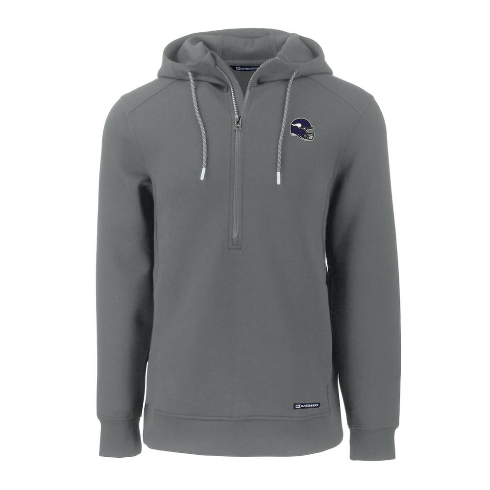 Minnesota Vikings Cutter & Buck Helmet Roam Eco Half-Zip Recycled Pullover Hoodie - Gray - NFL