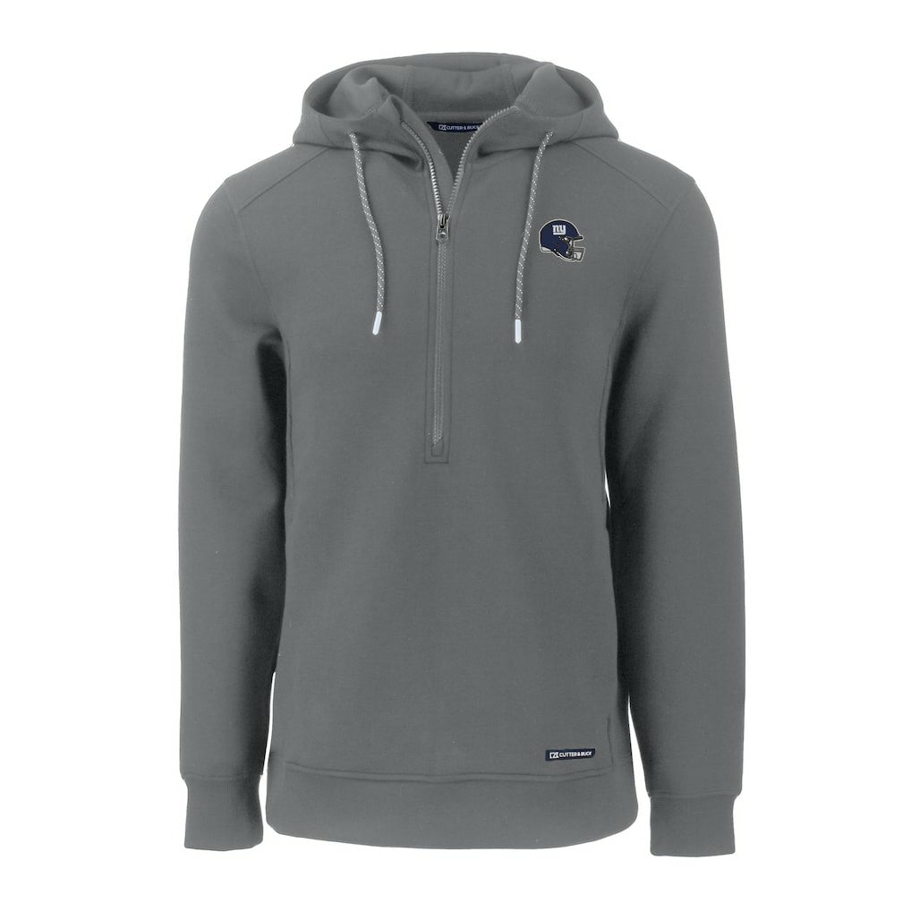 New York Giants Cutter & Buck Helmet Roam Eco Half-Zip Recycled Pullover Hoodie - Gray - NFL