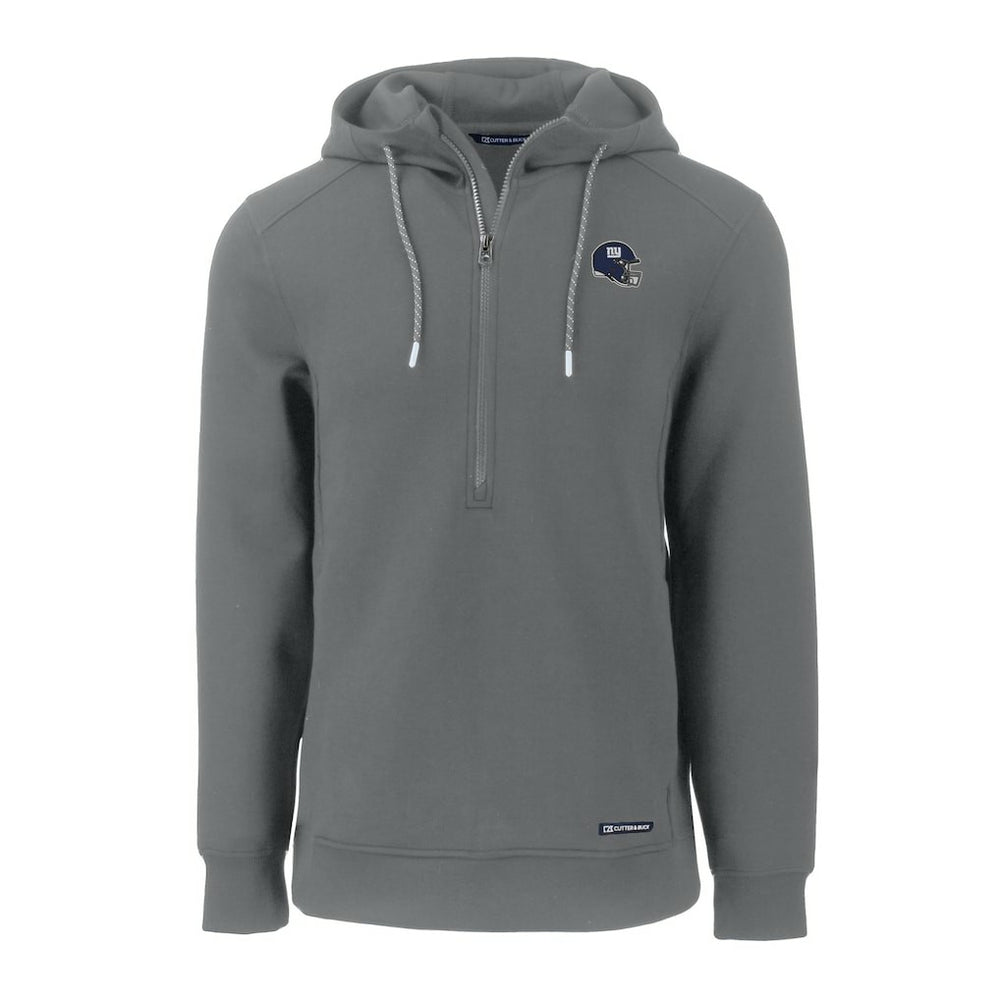 New York Giants Cutter & Buck Helmet Roam Eco Half-Zip Recycled Pullover Hoodie - Gray - NFL