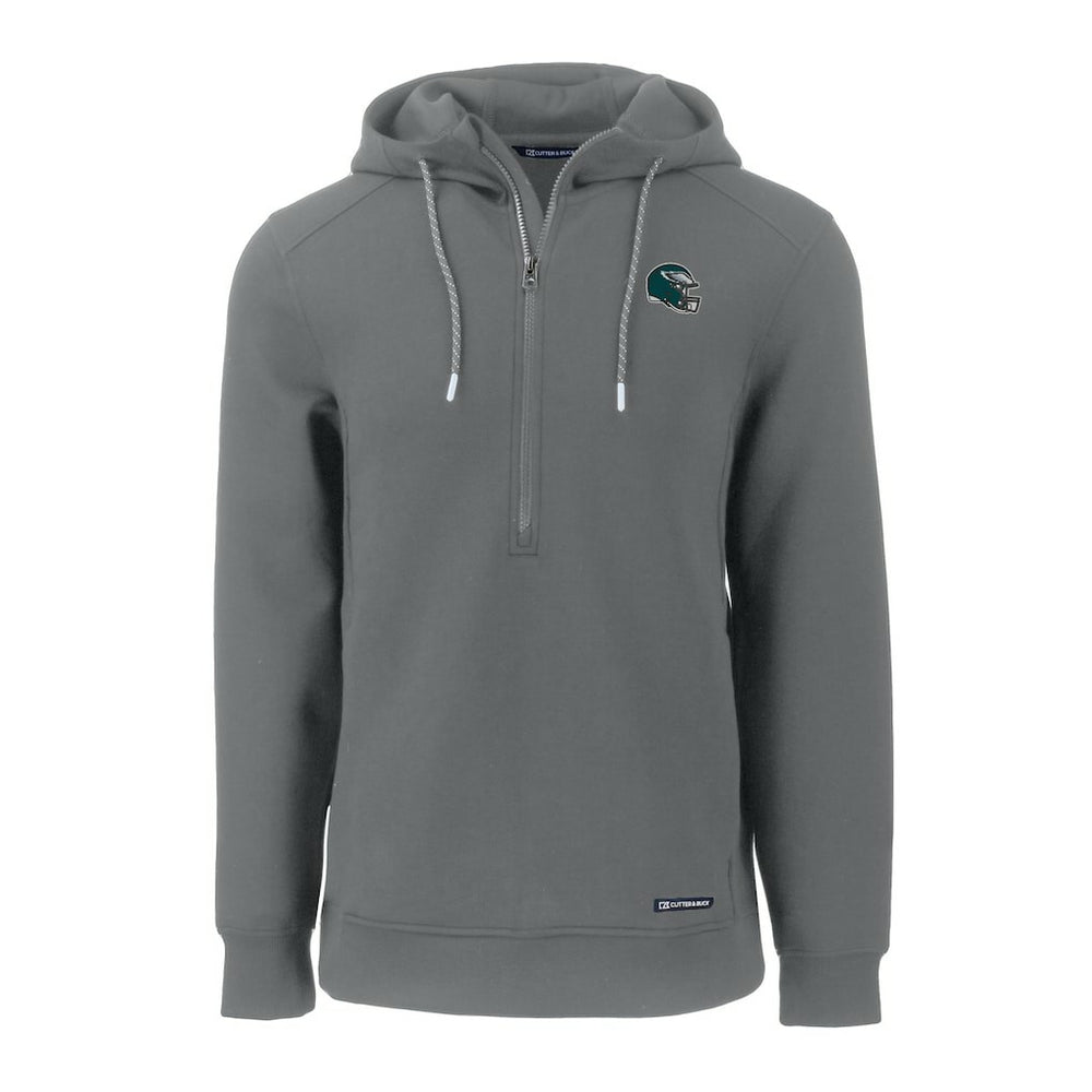 Philadelphia Eagles Cutter & Buck Helmet Roam Eco Half-Zip Recycled Pullover Hoodie - Gray - NFL