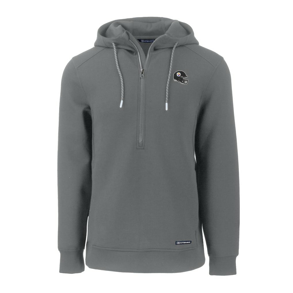 Pittsburgh Steelers Cutter & Buck Helmet Roam Eco Half-Zip Recycled Pullover Hoodie - Gray - NFL