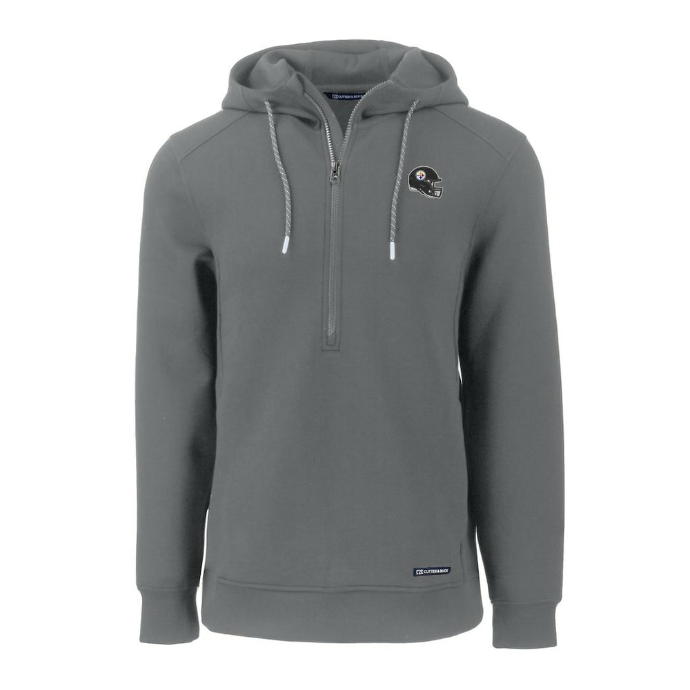 Pittsburgh Steelers Cutter & Buck Helmet Roam Eco Half-Zip Recycled Pullover Hoodie - Gray - NFL