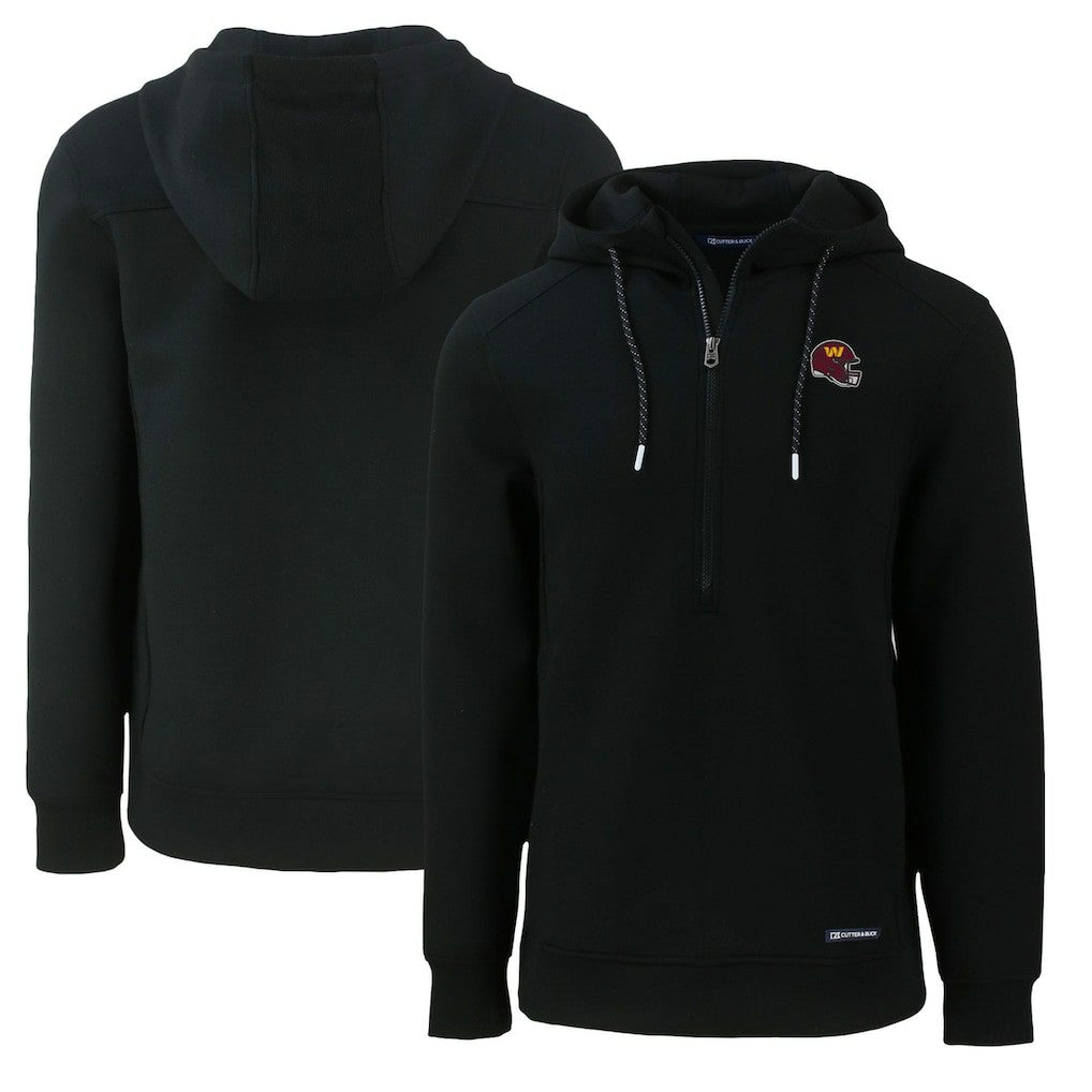 Washington Commanders Cutter & Buck Helmet Roam Eco Half-Zip Recycled Pullover Hoodie - Black - NFL