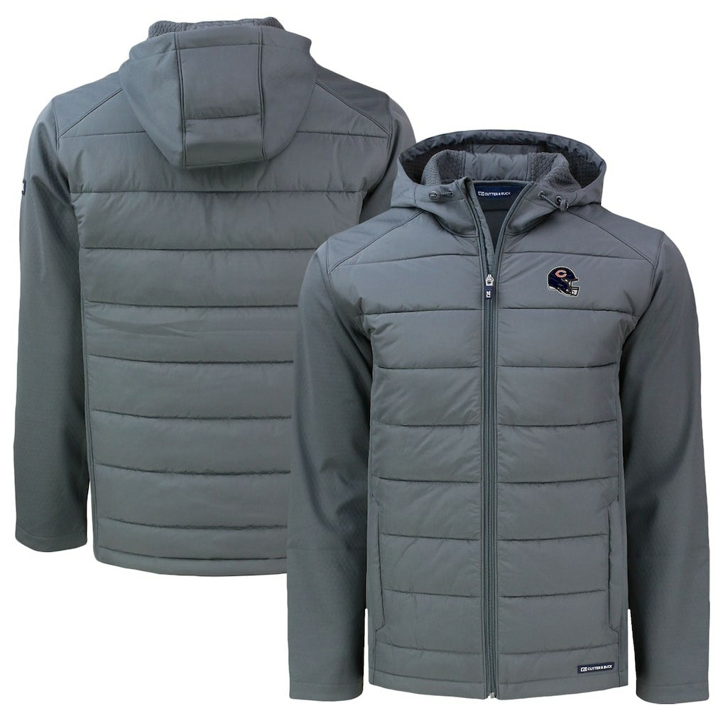 Chicago Bears Cutter & Buck Helmet Big & Tall Evoke Hybrid Eco Softshell Recycled Full-Zip Jacket - Gray - NFL