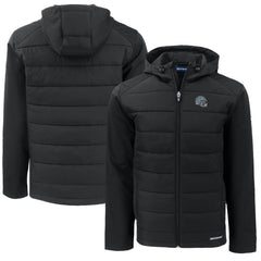 Detroit Lions Cutter & Buck Helmet Big & Tall Evoke Hybrid Eco Softshell Recycled Full-Zip Hoodie Jacket - Black - NFL