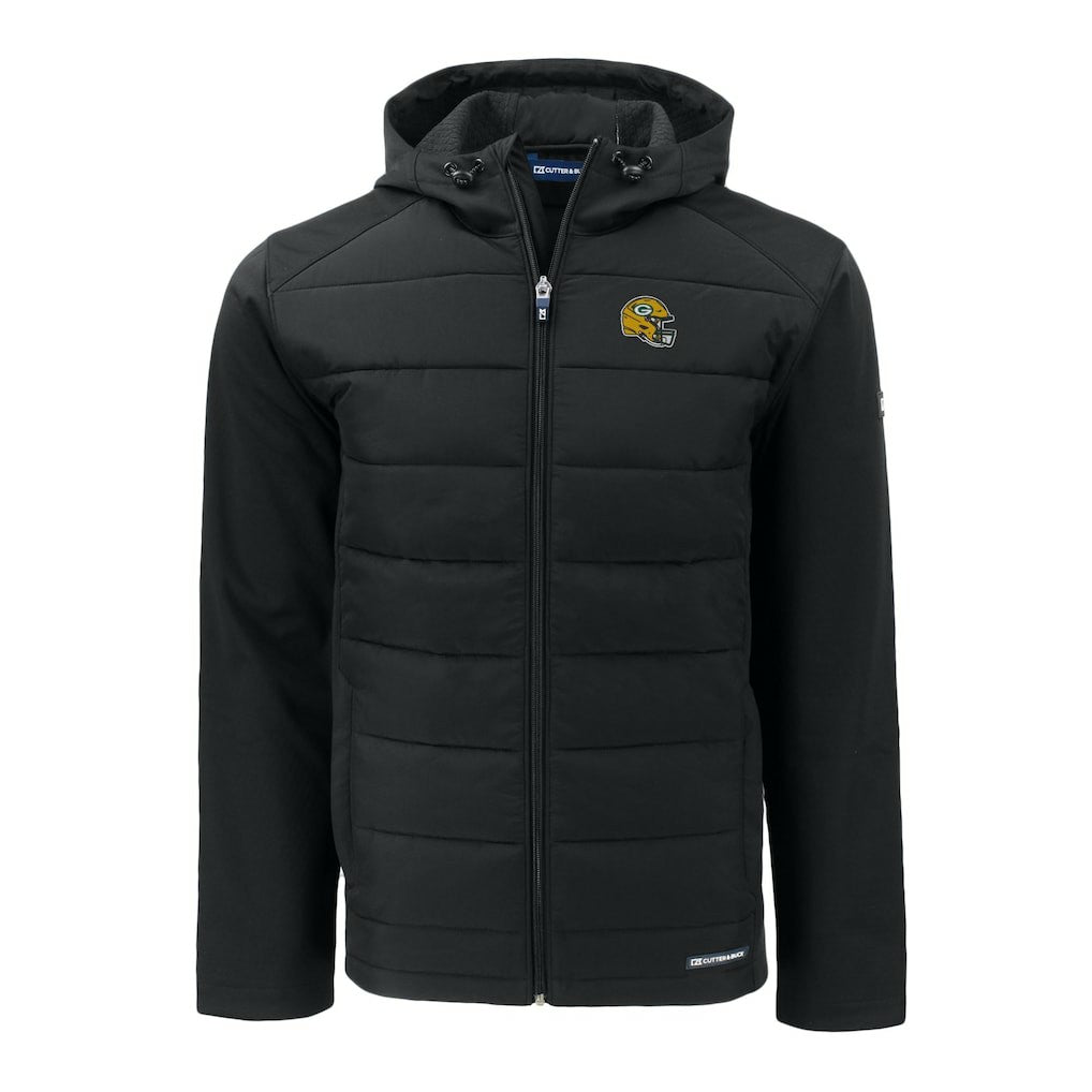 Green Bay Packers Cutter & Buck Helmet Big & Tall Evoke Hybrid Eco Softshell Recycled Full-Zip Jacket - Black - NFL