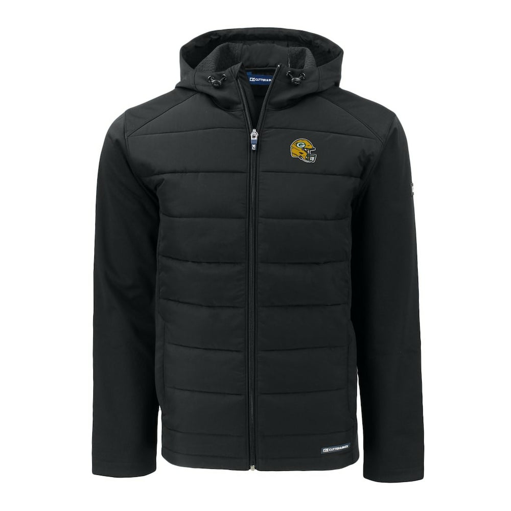 Green Bay Packers Cutter & Buck Helmet Big & Tall Evoke Hybrid Eco Softshell Recycled Full-Zip Jacket - Black - NFL