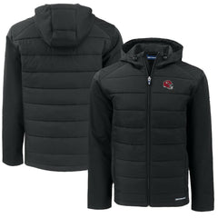 Kansas City Chiefs Cutter & Buck Helmet Big & Tall Evoke Hybrid Eco Softshell Recycled Full-Zip Hoodie Jacket - Black - NFL