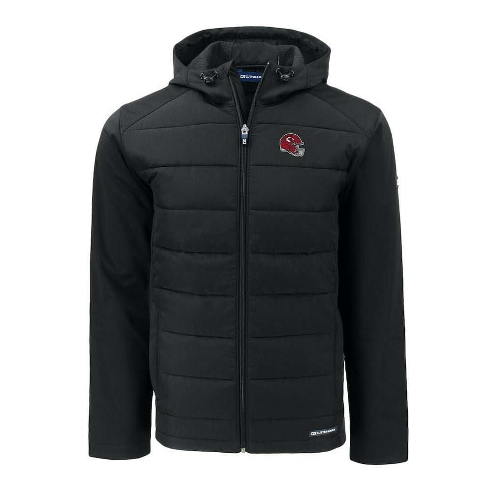 Kansas City Chiefs Cutter & Buck Helmet Big & Tall Evoke Hybrid Eco Softshell Recycled Full-Zip Hoodie Jacket - Black - NFL