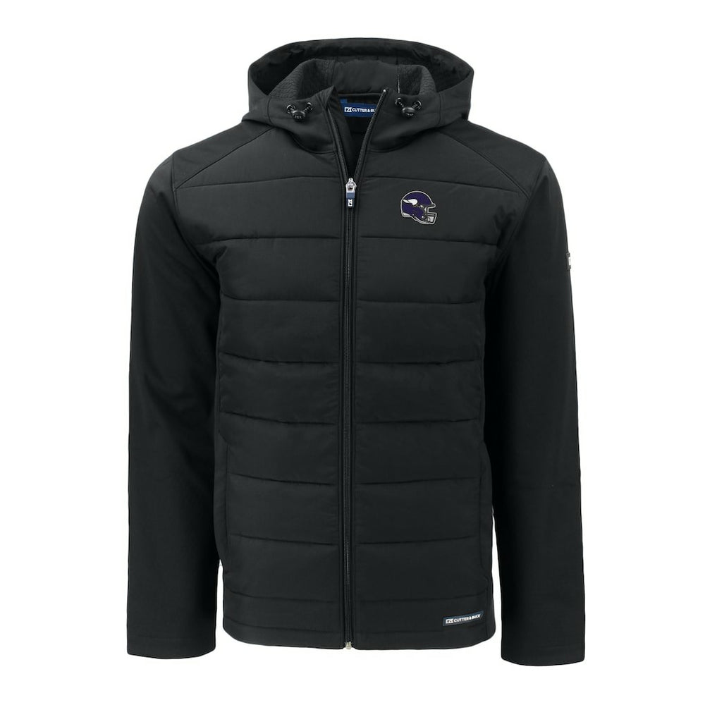 Minnesota Vikings Cutter & Buck Helmet Big & Tall Evoke Hybrid Eco Softshell Recycled Full-Zip Jacket - Black - NFL