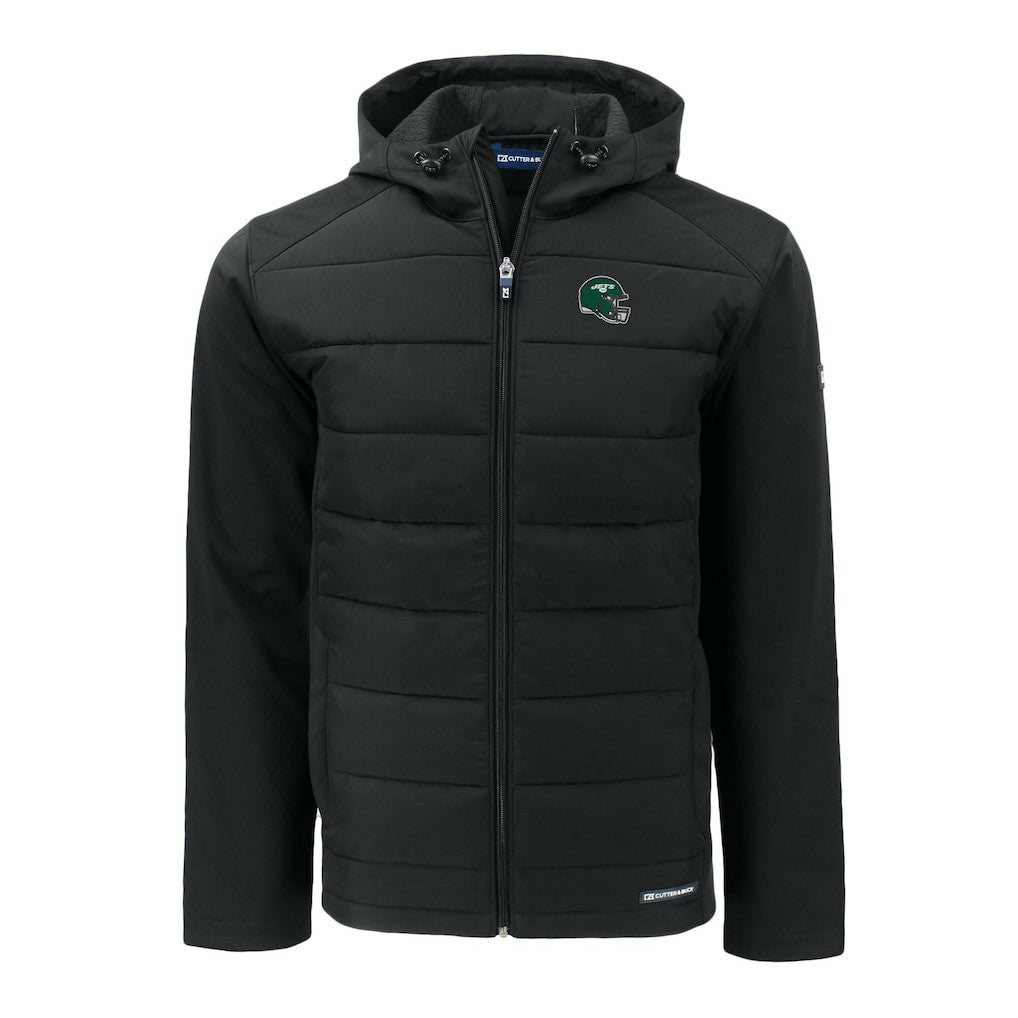 New York Jets Cutter & Buck Helmet Big & Tall Evoke Hybrid Eco Softshell Recycled Full-Zip Jacket - Black - NFL