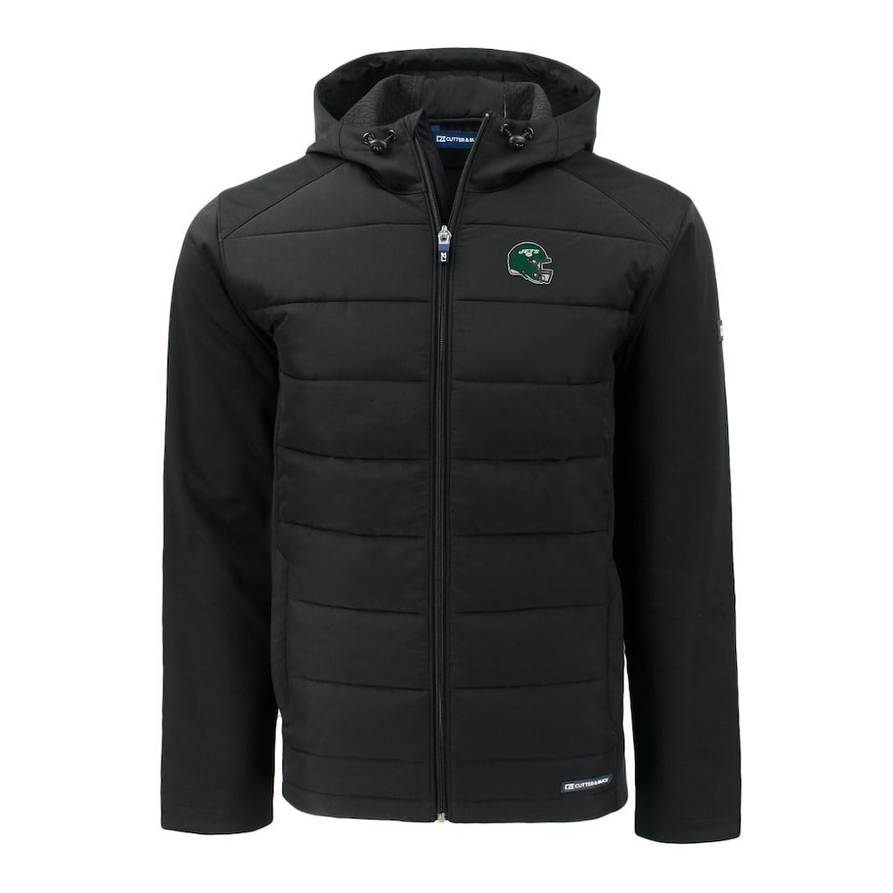 New York Jets Cutter & Buck Helmet Big & Tall Evoke Hybrid Eco Softshell Recycled Full-Zip Jacket - Black - NFL