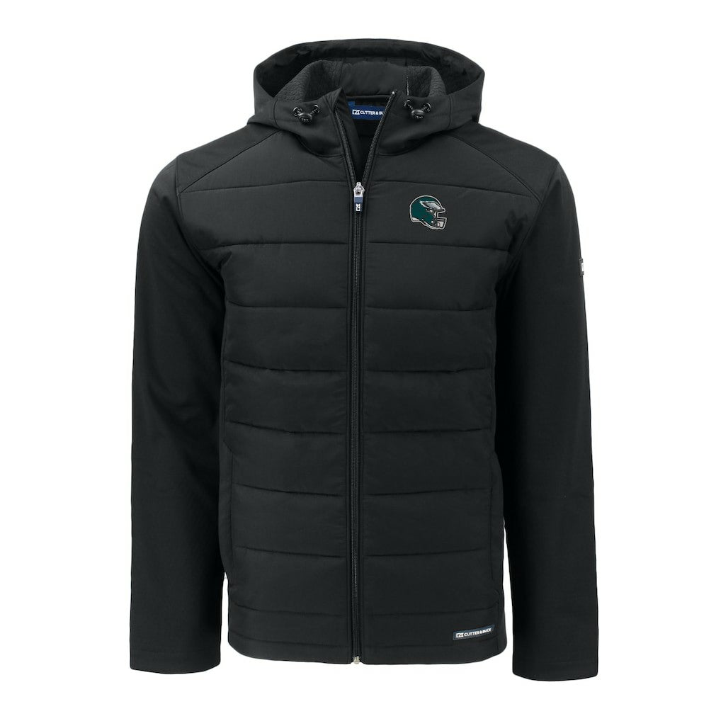 Philadelphia Eagles Cutter & Buck Helmet Big & Tall Evoke Hybrid Eco Softshell Recycled Full-Zip Jacket - Black - NFL