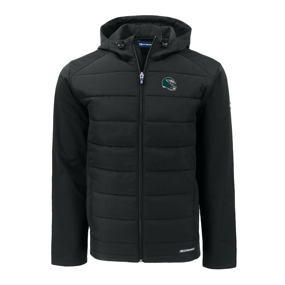 Philadelphia Eagles Cutter & Buck Helmet Big & Tall Evoke Hybrid Eco Softshell Recycled Full-Zip Jacket - Black - NFL