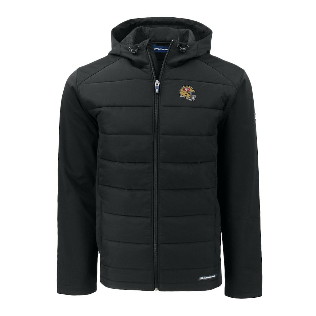 San Francisco 49ers Cutter & Buck Helmet Big & Tall Evoke Hybrid Eco Softshell Recycled Full-Zip Jacket - Black - NFL