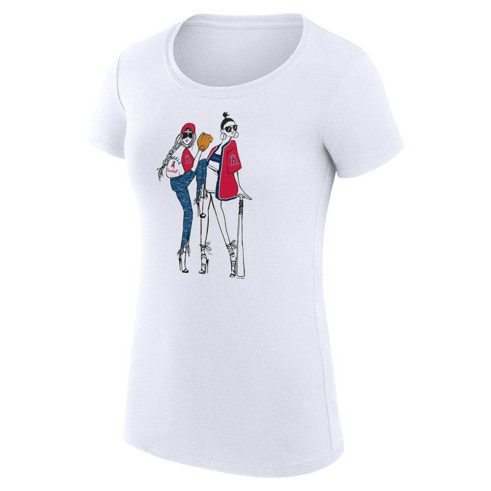 Los Angeles Angels G-III 4Her by Carl Banks Women's Super-Slim Fit Lightweight Baseball Girls T-Shirt Outlet