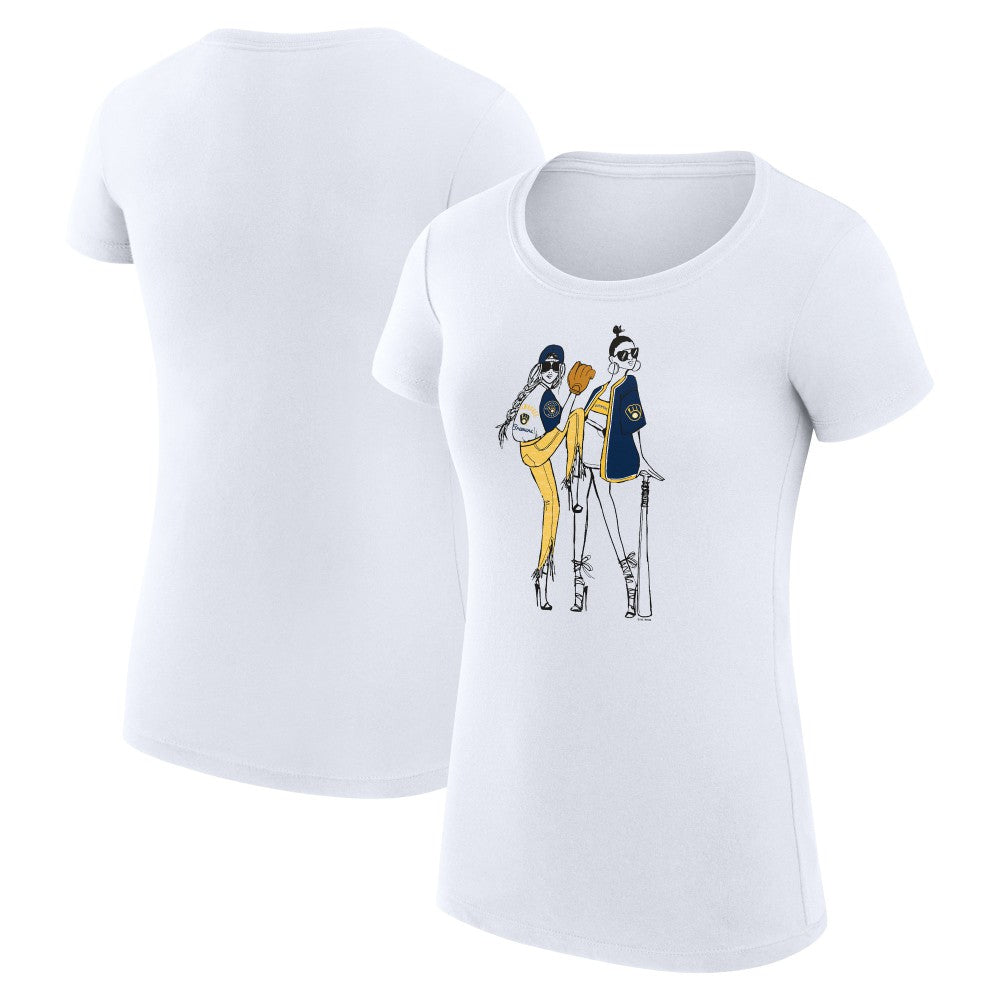 Milwaukee Brewers G-III 4Her by Carl Banks Women's Super-Slim Fit Lightweight Baseball Girls T-Shirt Discount