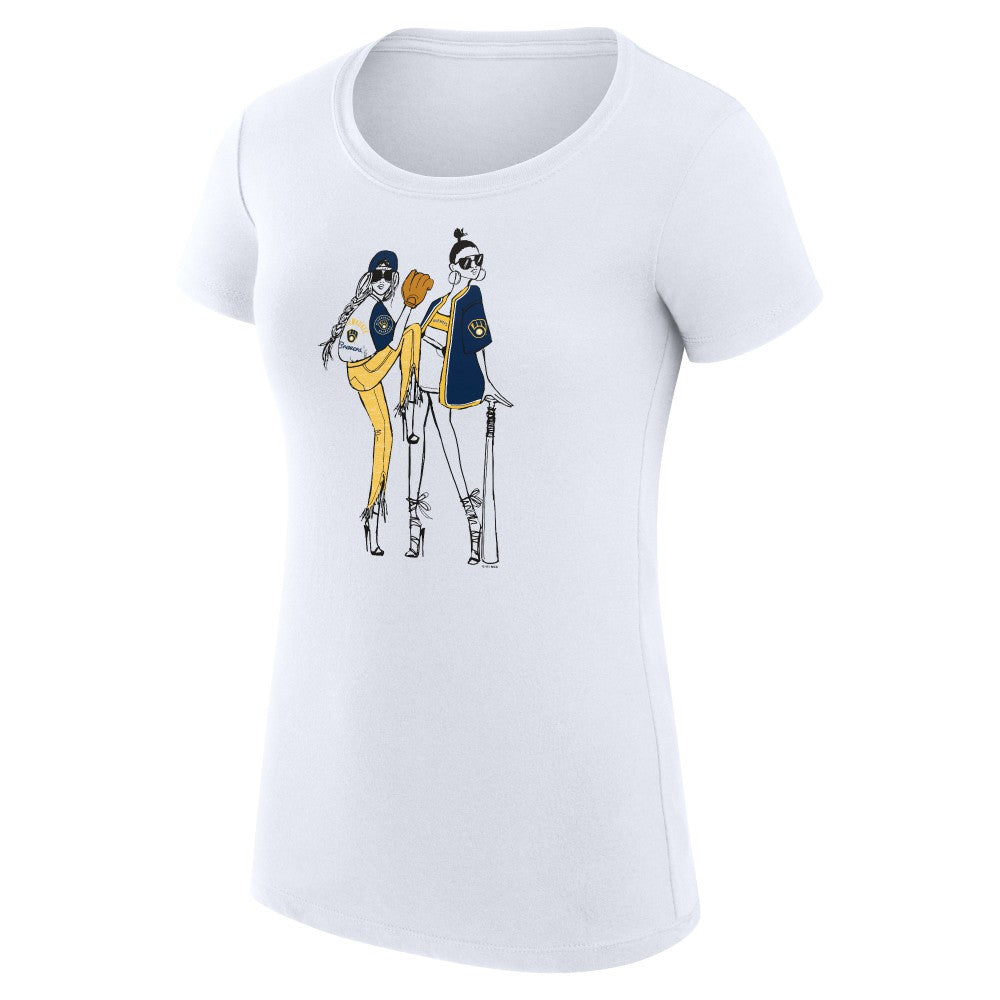 Milwaukee Brewers G-III 4Her by Carl Banks Women's Super-Slim Fit Lightweight Baseball Girls T-Shirt Discount