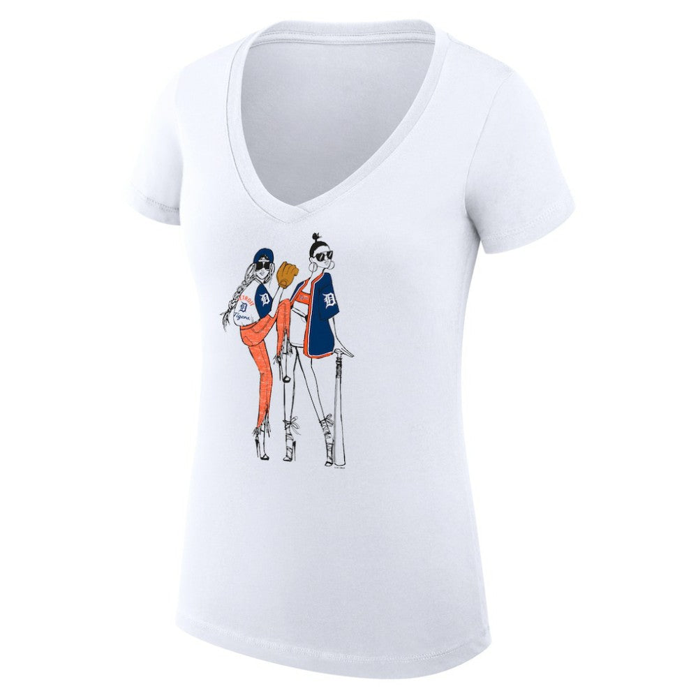 Detroit Tigers G-III 4Her by Carl Banks Women's Super-Slim Fit Lightweight Baseball V-Neck T-Shirt Discount