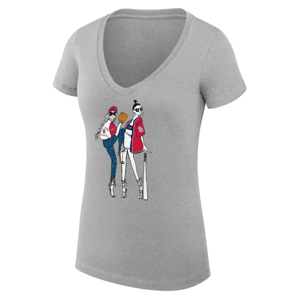 St. Louis Cardinals G-III 4Her by Carl Banks Women's Super-Slim Fit Lightweight Baseball V-Neck T-Shirt Discount