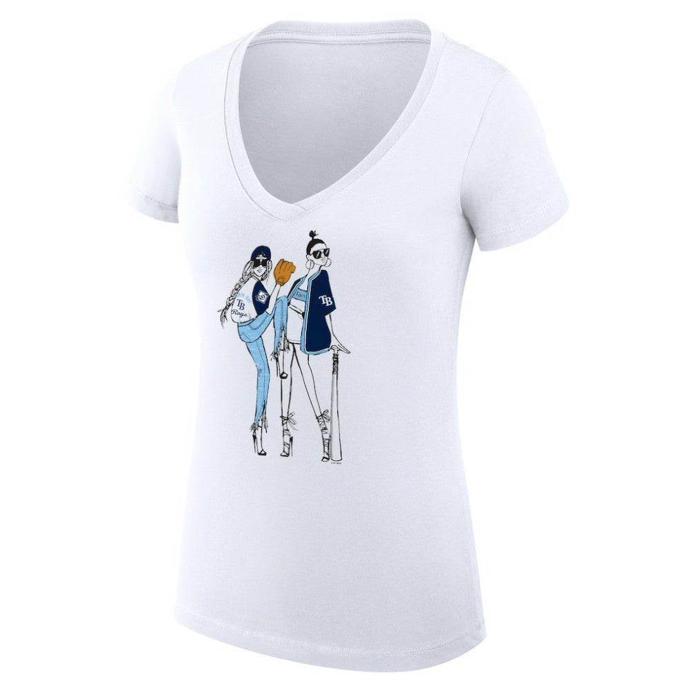 Tampa Bay Rays G-III 4Her by Carl Banks Women's Super-Slim Fit Lightweight Baseball V-Neck T-Shirt Discount
