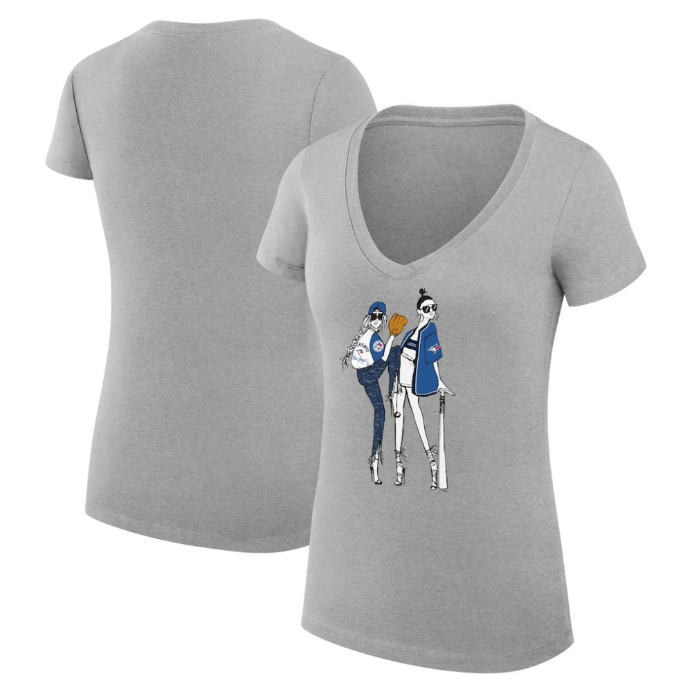 Toronto Blue Jays G-III 4Her by Carl Banks Women's Super-Slim Fit Lightweight Baseball V-Neck T-Shirt Discount