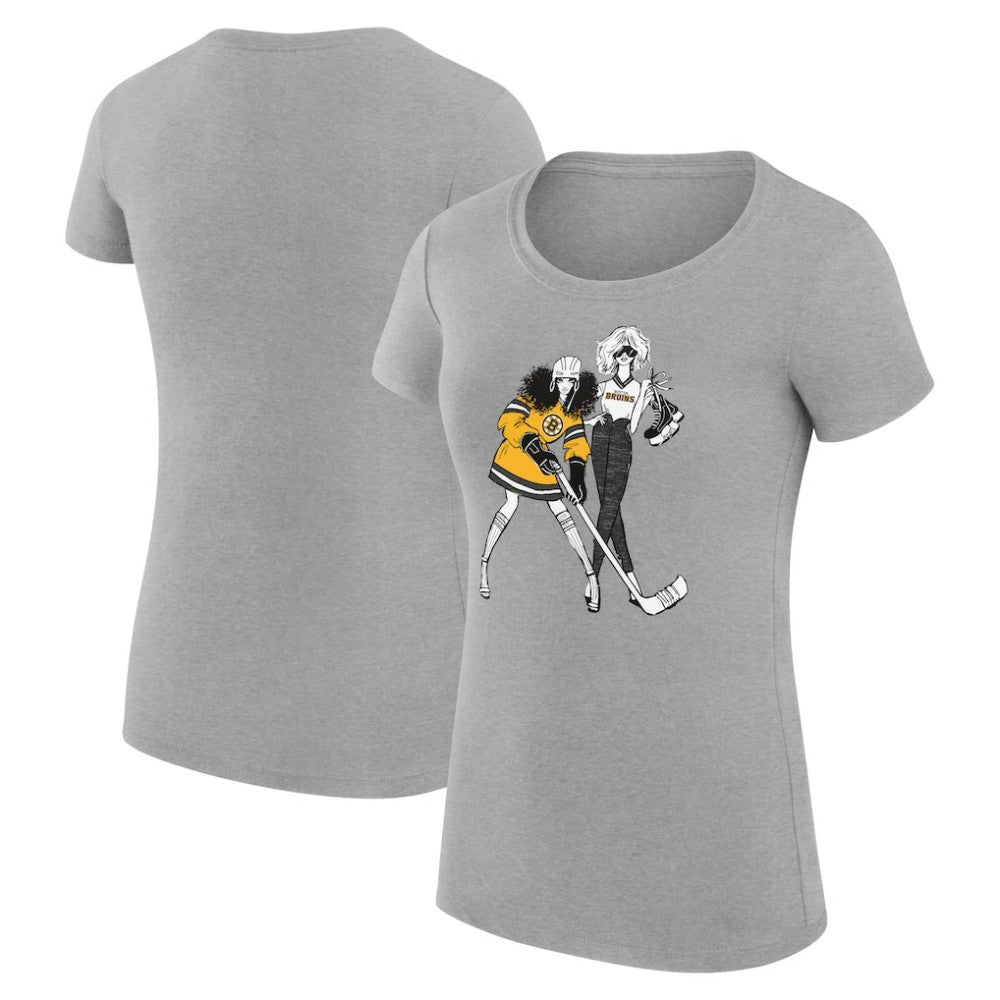 Boston Bruins G-III 4Her by Carl Banks Women's Super-Slim Fit Lightweight Hockey Girls T-Shirt - Heather Gray | NHL Clearance