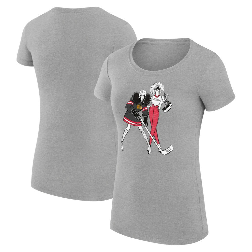 Chicago Blackhawks G-III 4Her by Carl Banks Women's Super-Slim Fit Lightweight Hockey Girls T-Shirt - Heather Gray | NHL near me