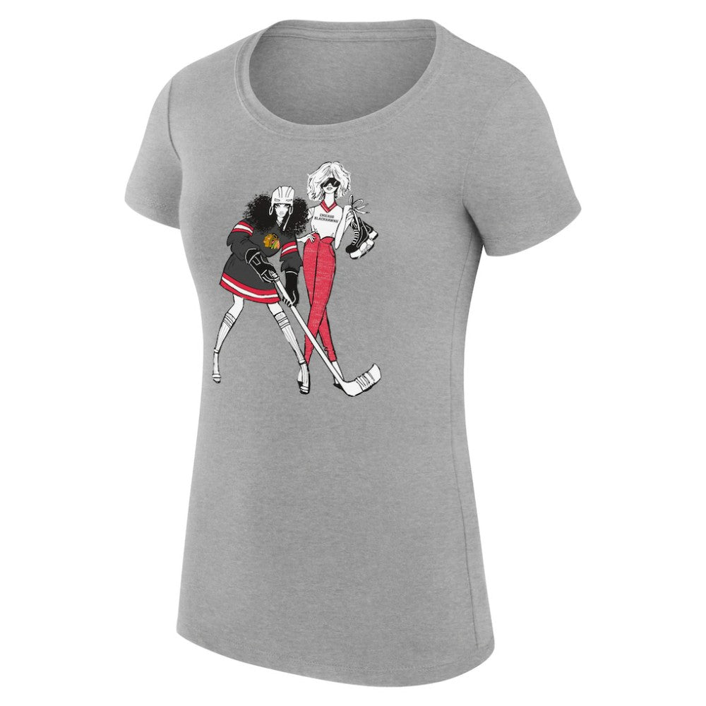Chicago Blackhawks G-III 4Her by Carl Banks Women's Super-Slim Fit Lightweight Hockey Girls T-Shirt - Heather Gray | NHL near me