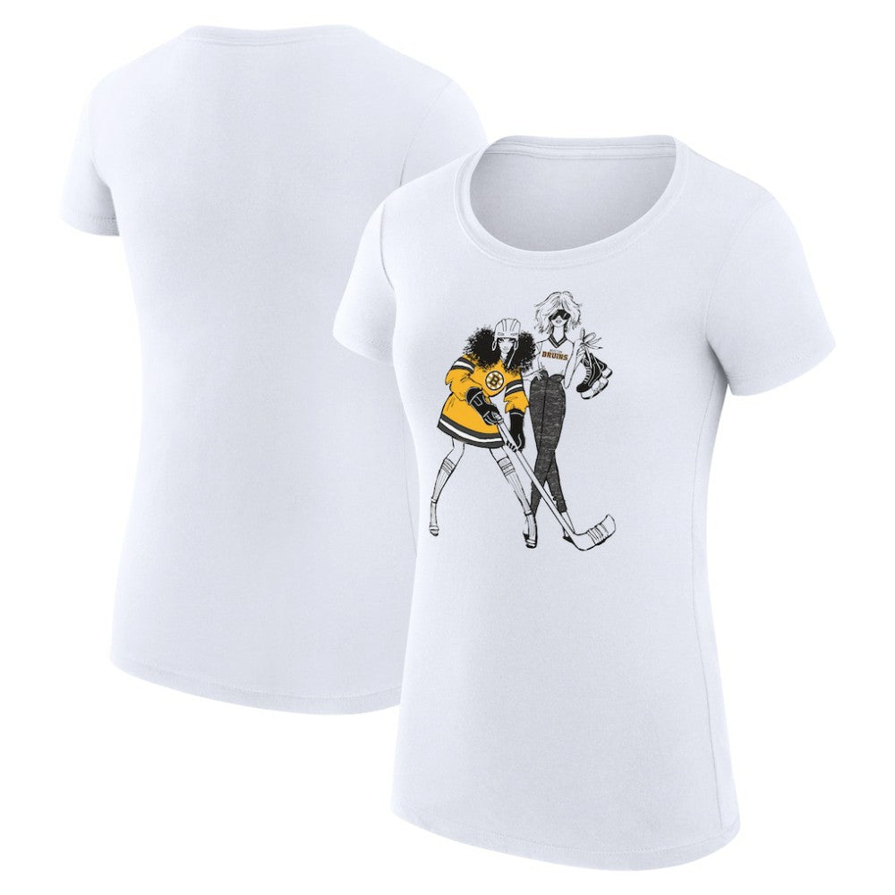 Boston Bruins G-III 4Her by Carl Banks Women's Super-Slim Fit Lightweight Hockey Girls T-Shirt - White | NHL Lifestyle