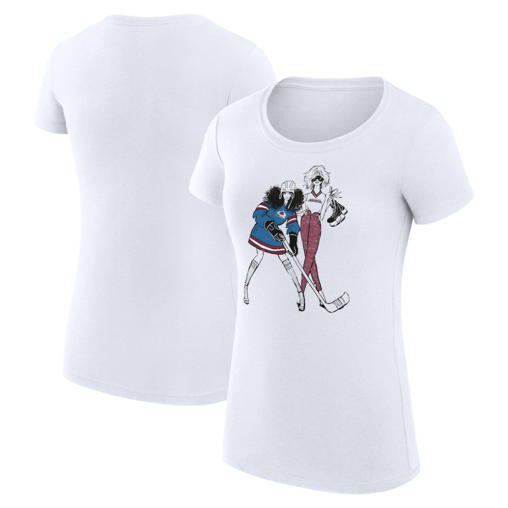 Colorado Avalanche G-III 4Her by Carl Banks Women's Super-Slim Fit Lightweight Hockey Girls T-Shirt - White | NHL Clearance
