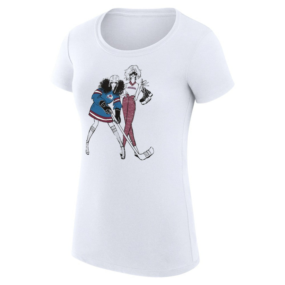 Colorado Avalanche G-III 4Her by Carl Banks Women's Super-Slim Fit Lightweight Hockey Girls T-Shirt - White | NHL Clearance
