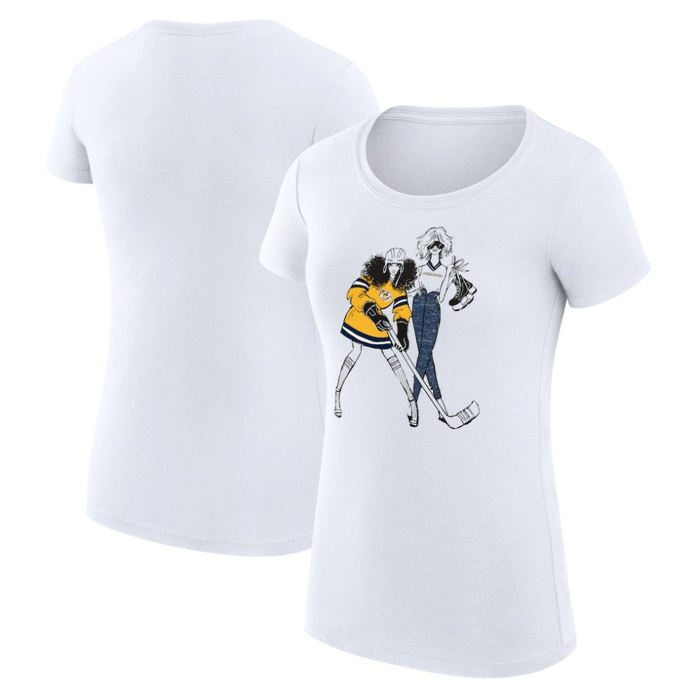 Nashville Predators G-III 4Her by Carl Banks Women's Super-Slim Fit Lightweight Hockey Girls T-Shirt - White | NHL online