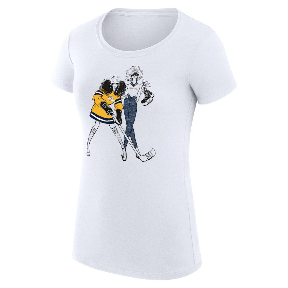Nashville Predators G-III 4Her by Carl Banks Women's Super-Slim Fit Lightweight Hockey Girls T-Shirt - White | NHL online