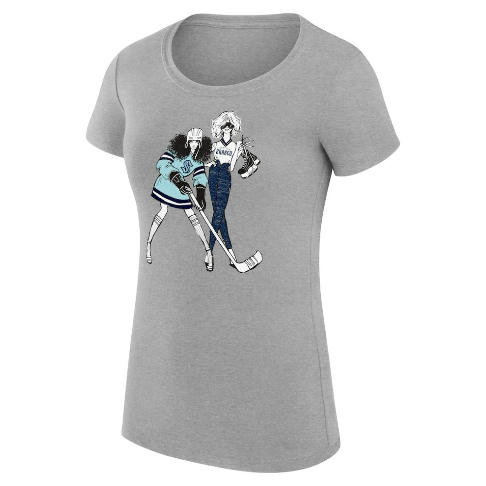 Seattle Kraken G-III 4Her by Carl Banks Women's Super-Slim Fit Lightweight Hockey Girls T-Shirt - Heather Gray | NHL sale