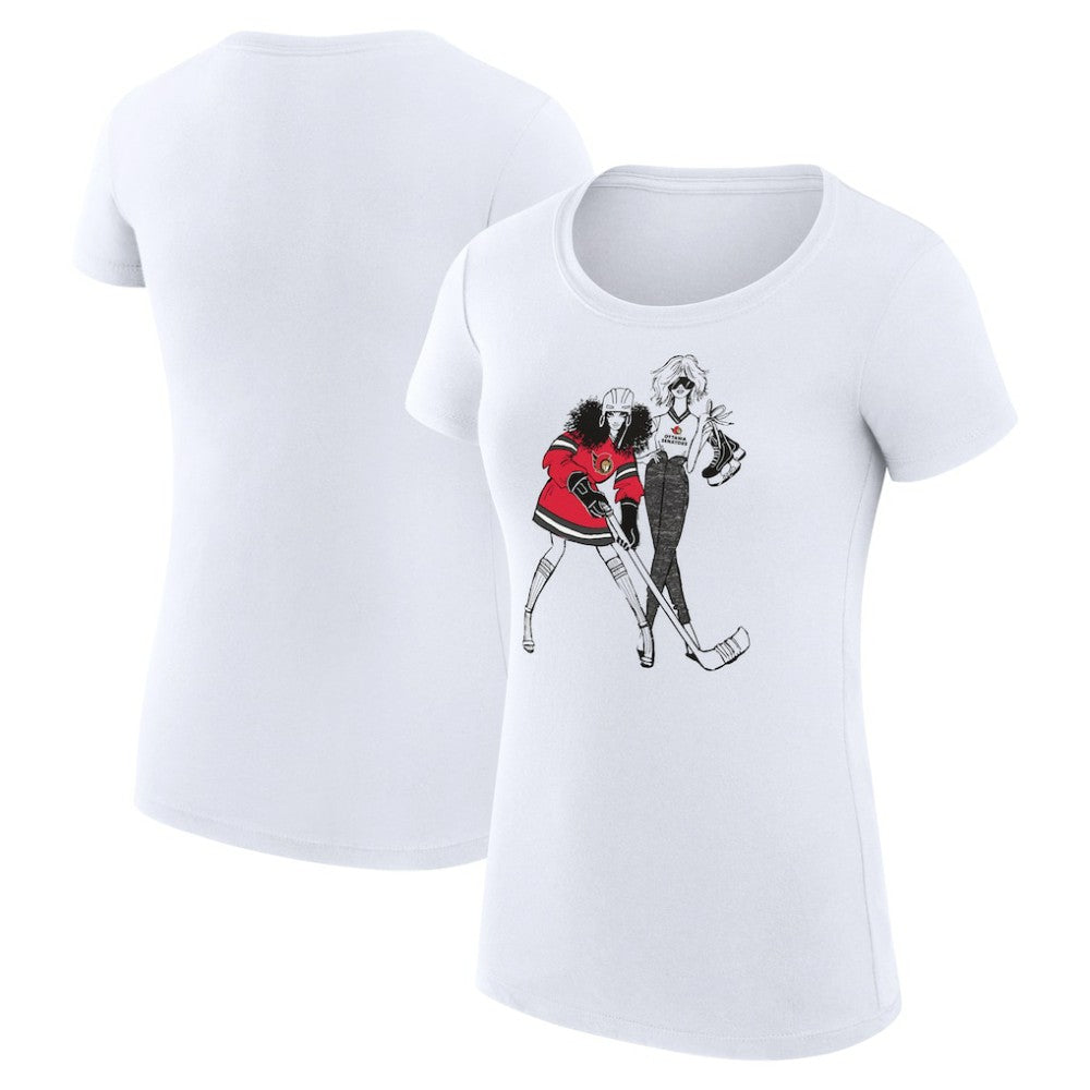 Ottawa Senators G-III 4Her by Carl Banks Women's Super-Slim Fit Lightweight Hockey Girls T-Shirt - White | NHL online