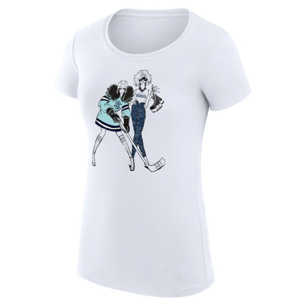 Seattle Kraken G-III 4Her by Carl Banks Women's Super-Slim Fit Lightweight Hockey Girls T-Shirt - White | NHL on sale